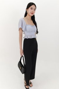 Camelia Chiffon Flutter Top in Light Blue