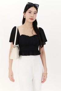Camelia Chiffon Flutter Top in Black