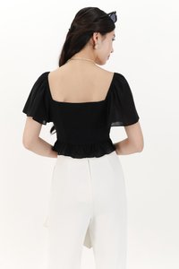 Camelia Chiffon Flutter Top in Black