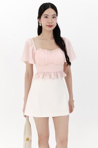 Camelia Chiffon Flutter Top in Light Pink