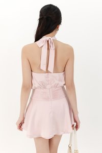 Hera Halter Romper Dress in Nude Blush