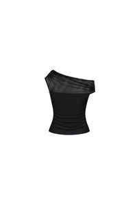 Orina One Shoulder Mesh Top in Black