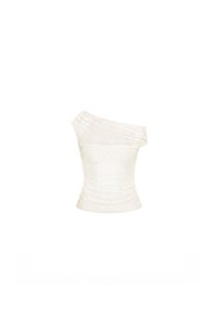Orina One Shoulder Mesh Top in Pale Yellow