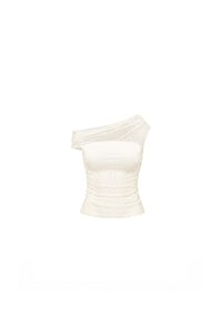 Orina One Shoulder Mesh Top in Pale Yellow
