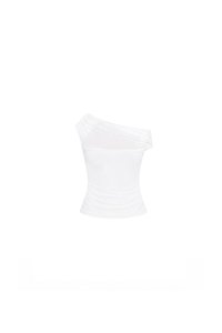 Orina One Shoulder Mesh Top in White
