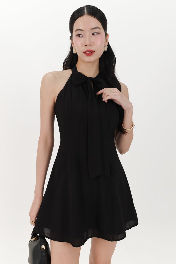 Taeri Tie Romper Dress in Black