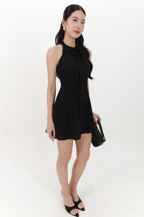 Taeri Tie Romper Dress in Black