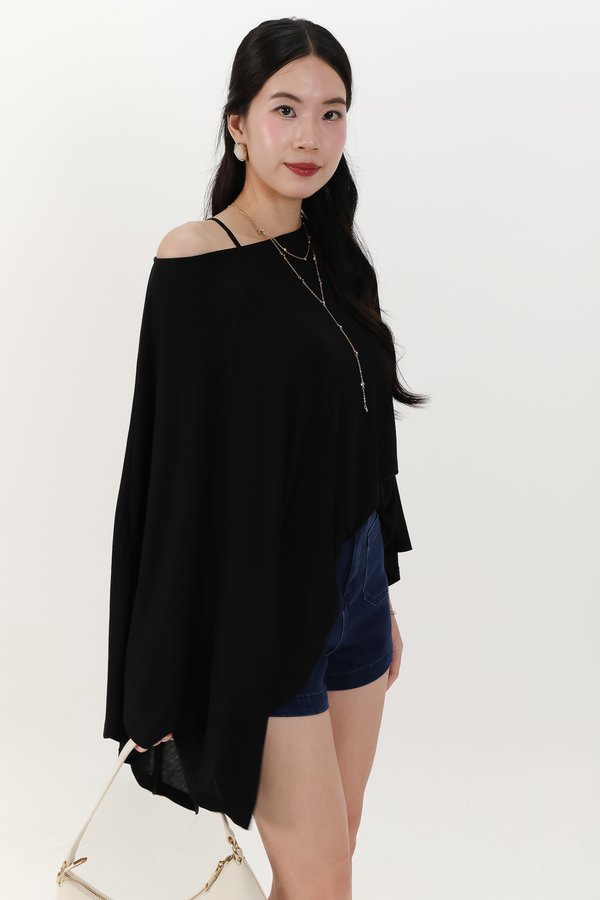Ophelia One Shoulder Two Piece Top Set in Black