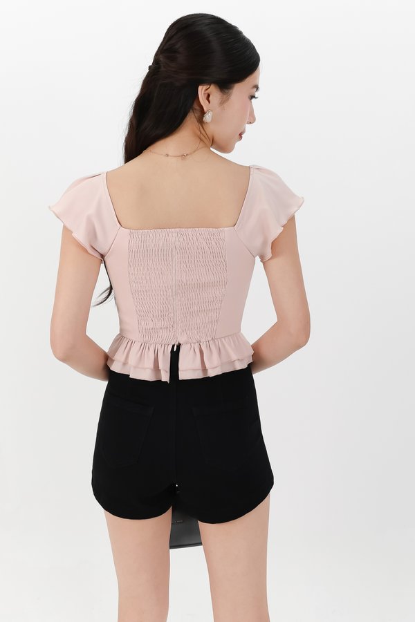 DEFECT | Fiora Flutter Top in Nude Blush in XXS