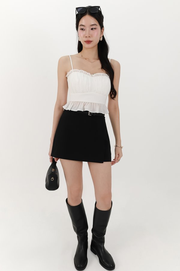 DEFECT | Camica Chiffon Ruched Top in White in S