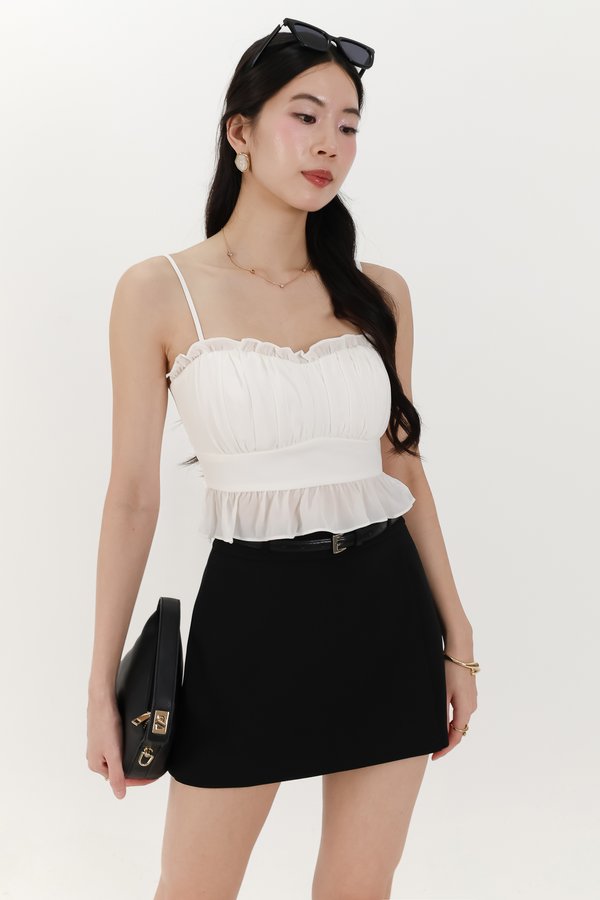 DEFECT | Camica Chiffon Ruched Top in White in S