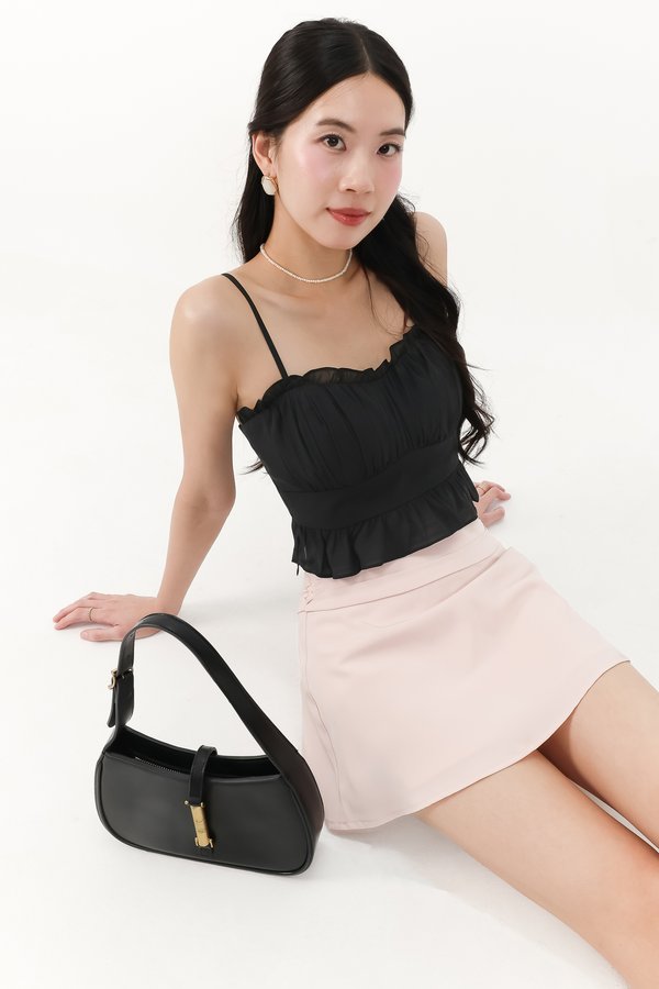 Camica Chiffon Ruched Top in Black