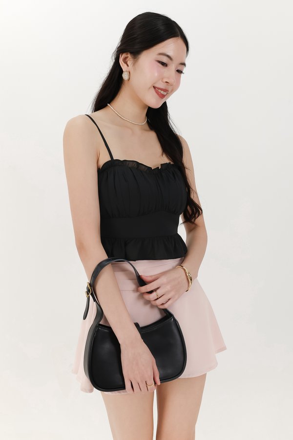 Camica Chiffon Ruched Top in Black