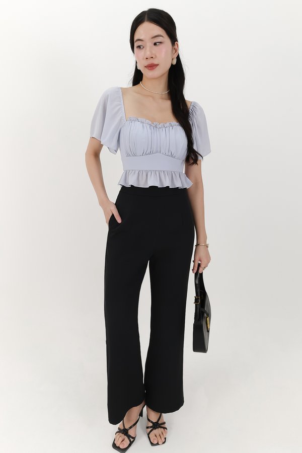 Camelia Chiffon Flutter Top in Light Blue