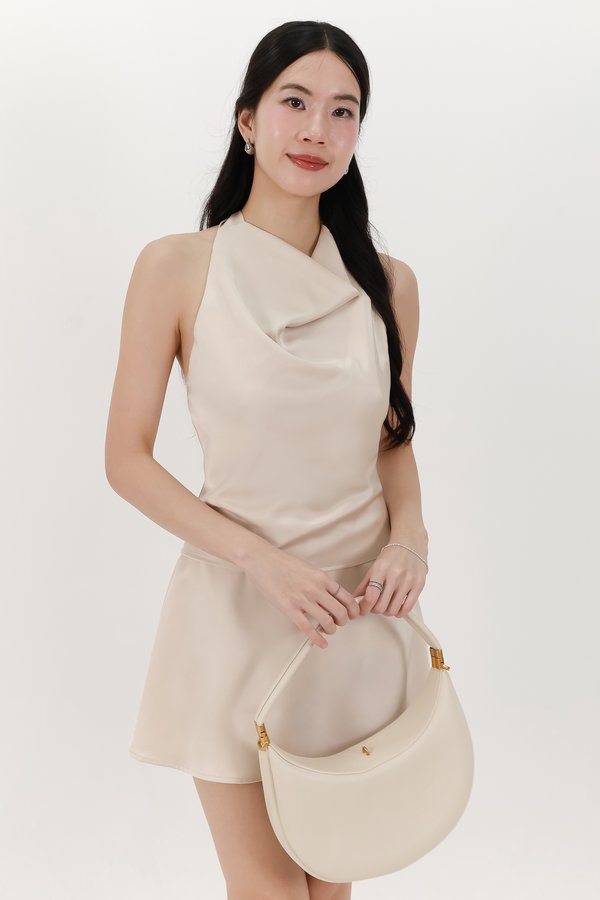 Sophie Satin Cowl Neck Co-ord Top in Light Champagne