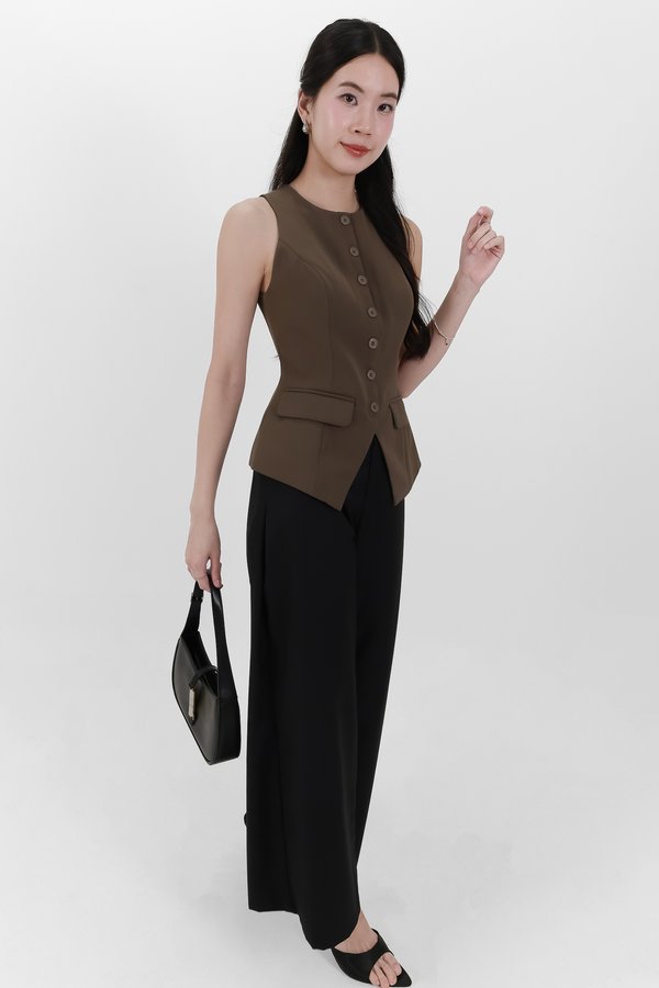 Sey Side Pleat Midwaist Pants in Black