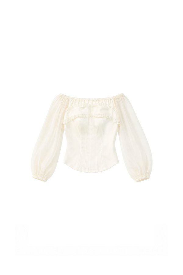 Oli Off-shoulder Corset Top in Pale Yellow