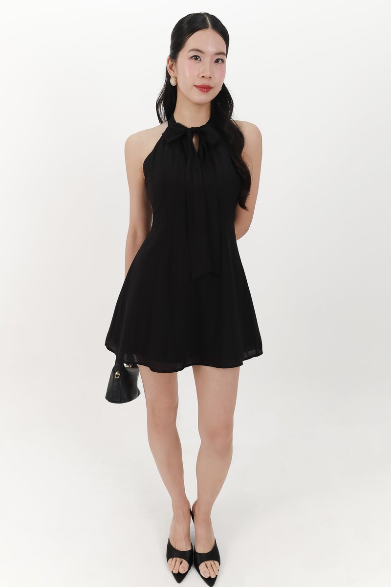 Taeri Tie Romper Dress in Black