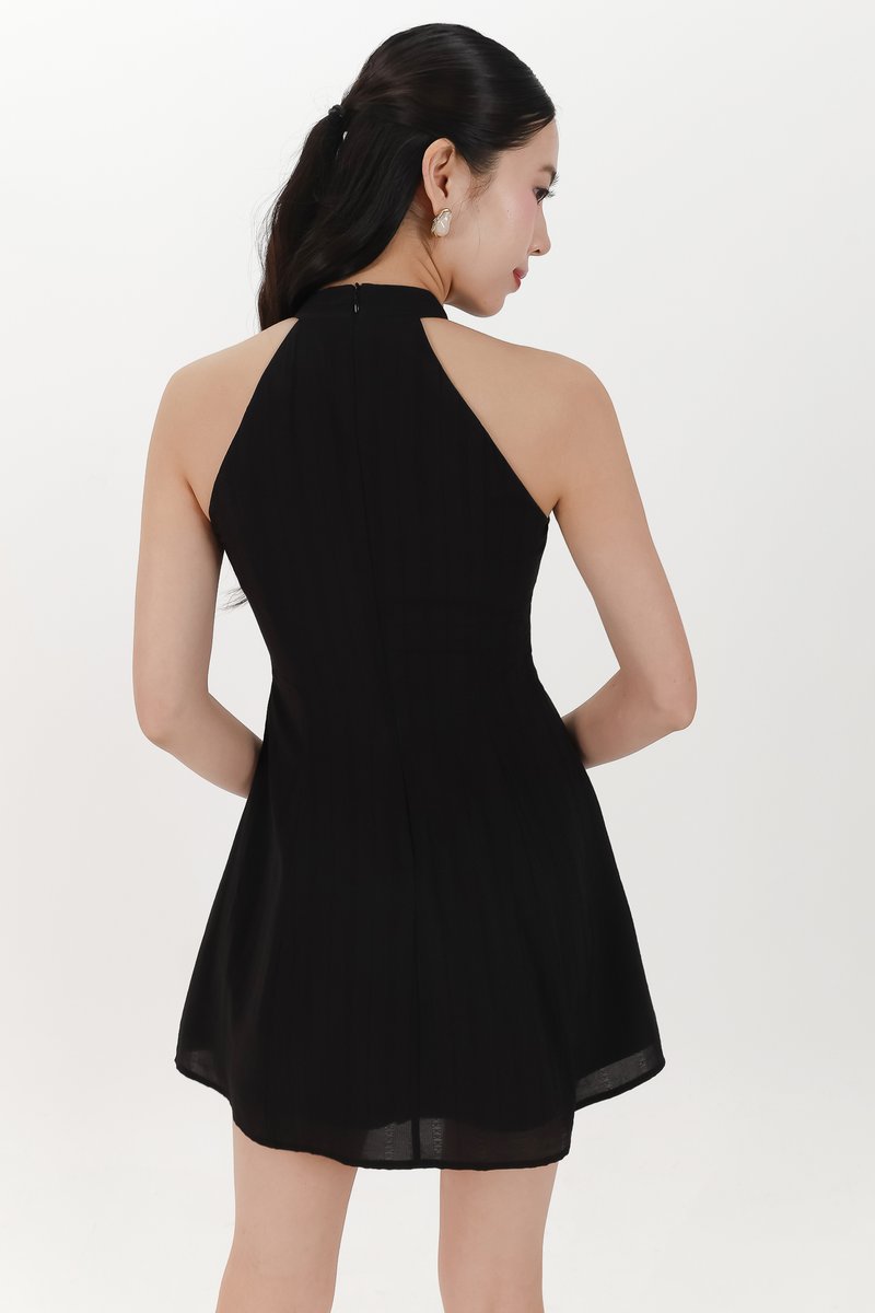 Taeri Tie Romper Dress in Black