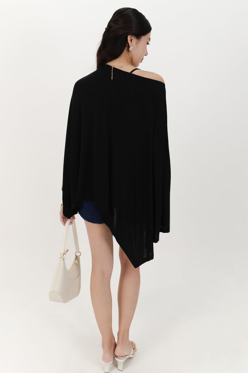 Ophelia One Shoulder Two Piece Top Set in Black