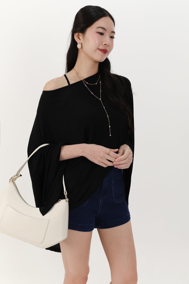 Ophelia One Shoulder Two Piece Top Set in Black