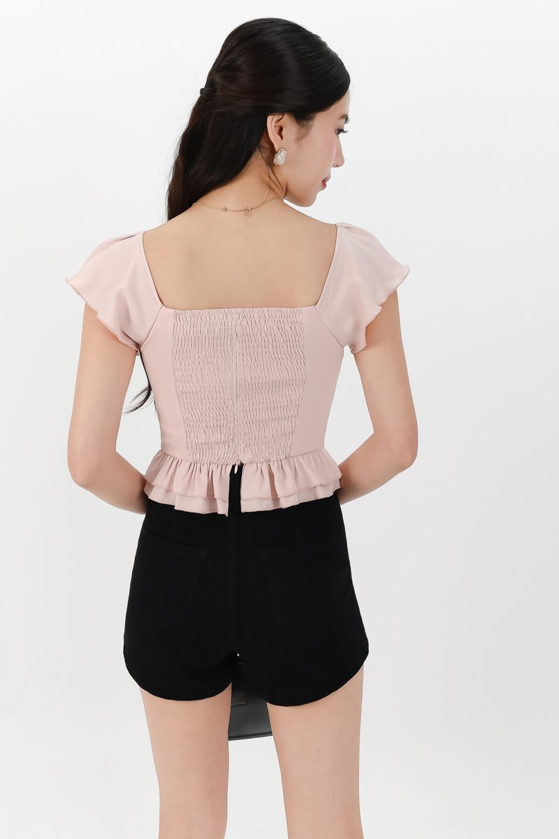 Fiora Flutter Top in Nude Blush