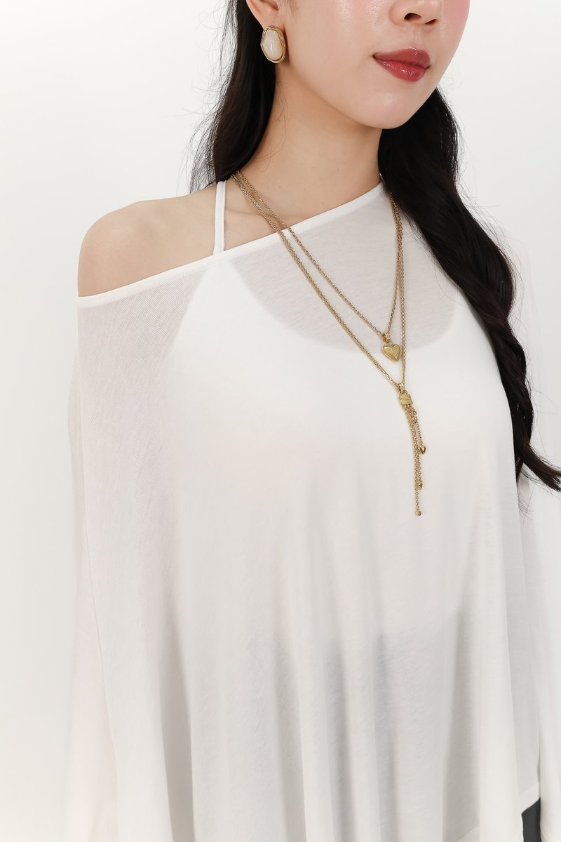 Ophelia One Shoulder Two Piece Top Set in White