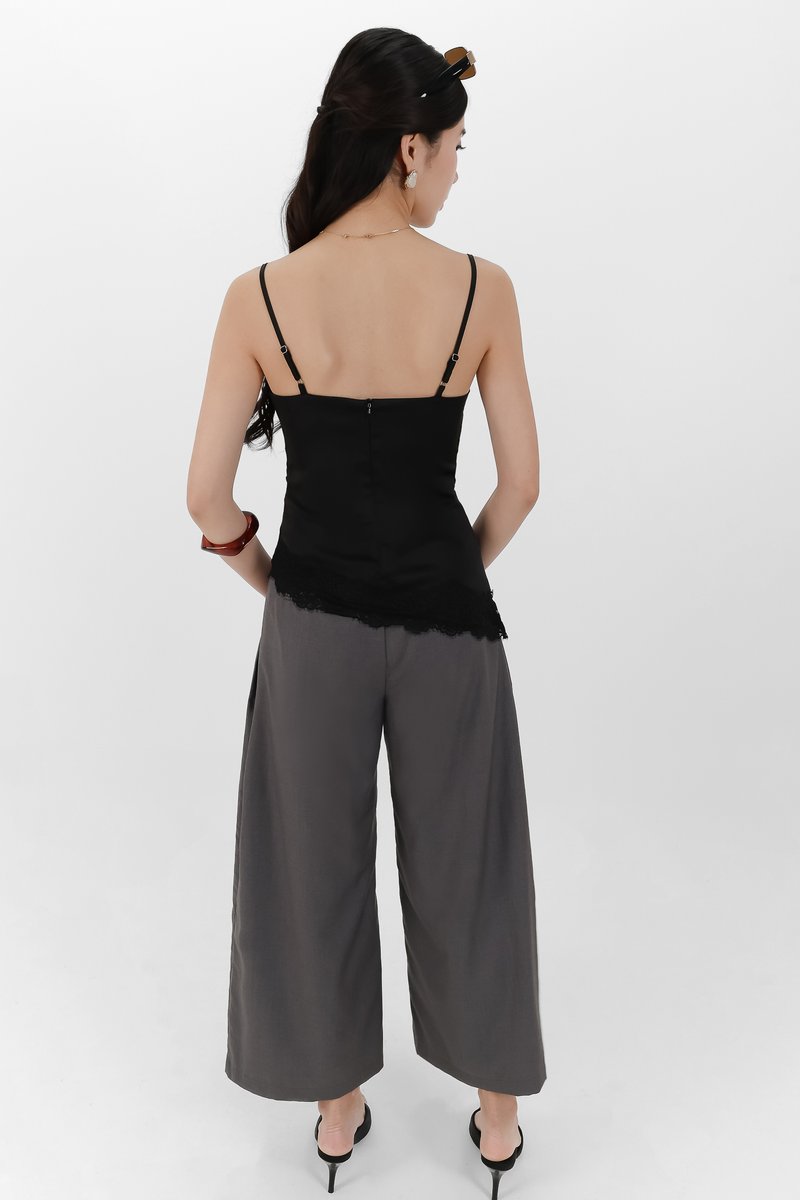 Sey Side Pleat Midwaist Pants in Dark Grey