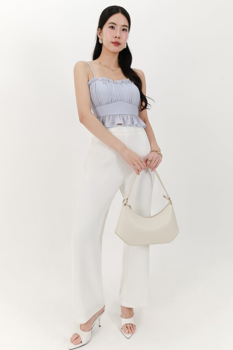 Camica Chiffon Ruched Top in Light Blue