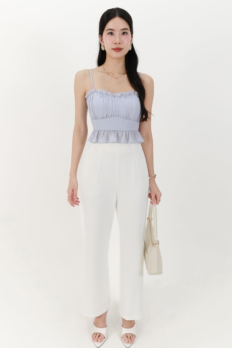 Camica Chiffon Ruched Top in Light Blue