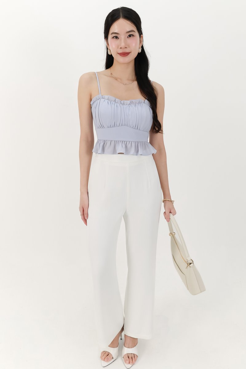 Camica Chiffon Ruched Top in Light Blue