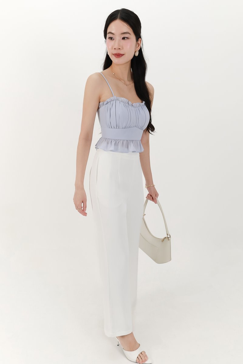 Camica Chiffon Ruched Top in Light Blue