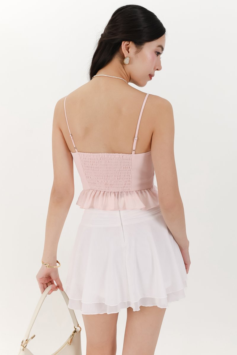 Camica Chiffon Ruched Top in Light Pink