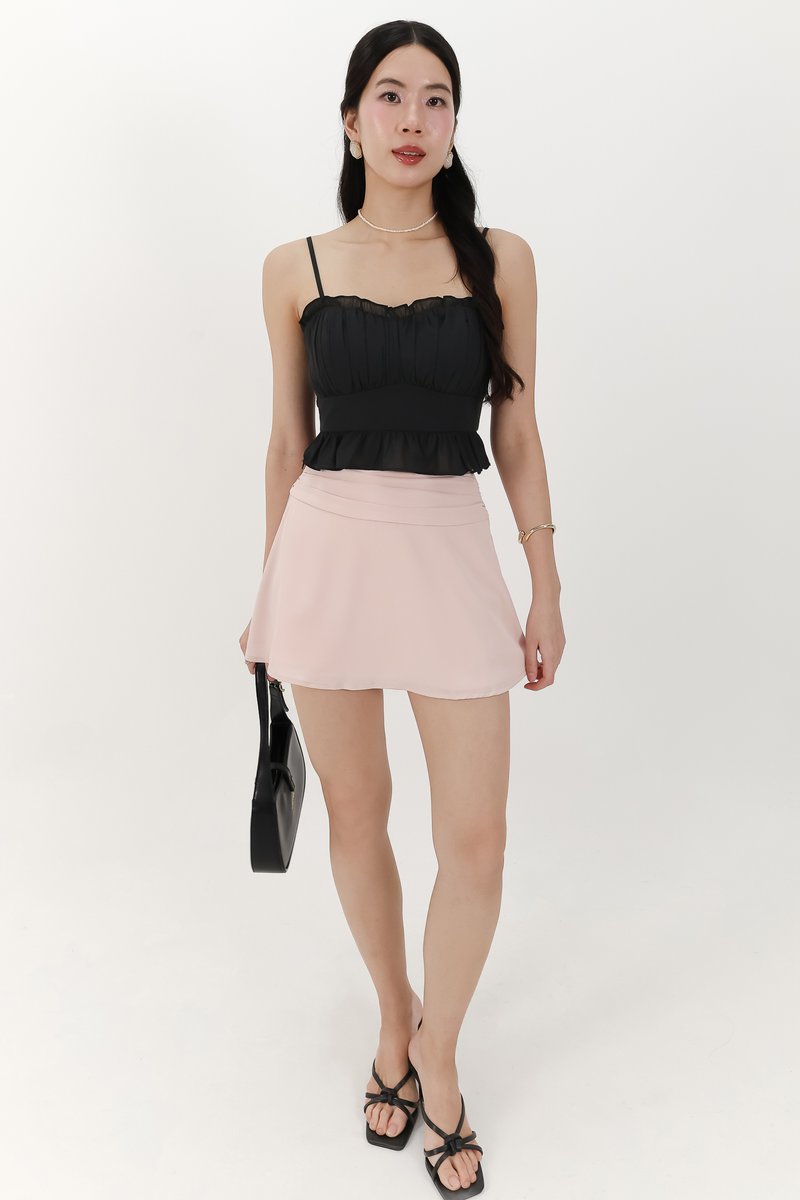 Camica Chiffon Ruched Top in Black