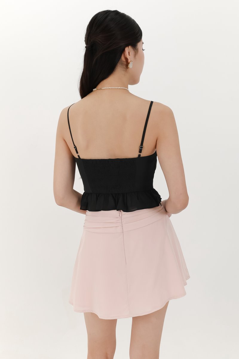 Camica Chiffon Ruched Top in Black