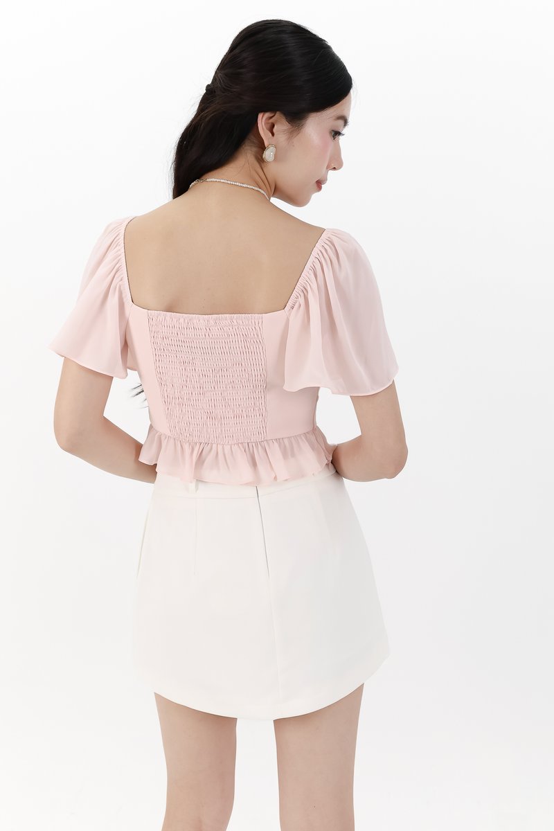 Camelia Chiffon Flutter Top in Light Pink
