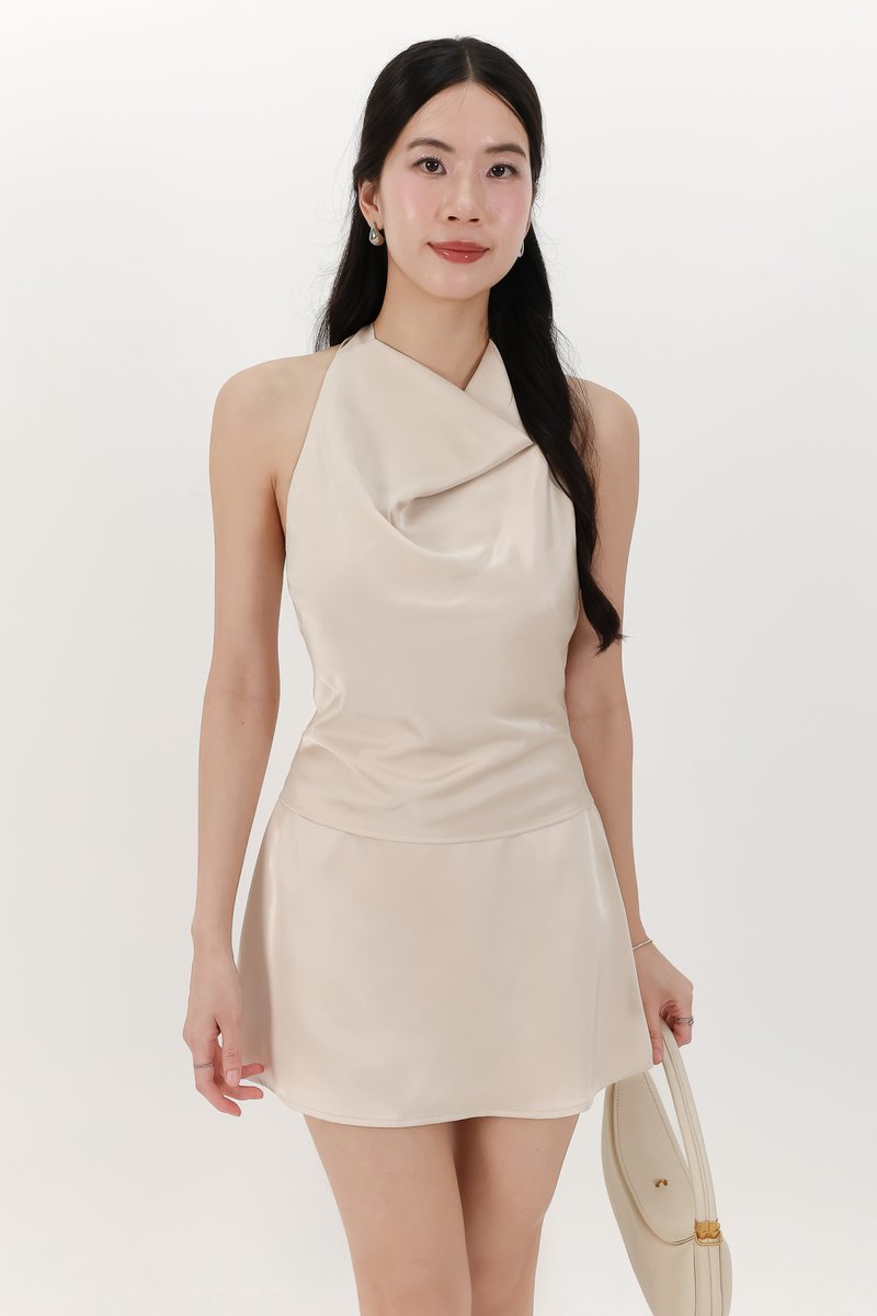 Sophie Satin Co-ord Set in Light Champagne
