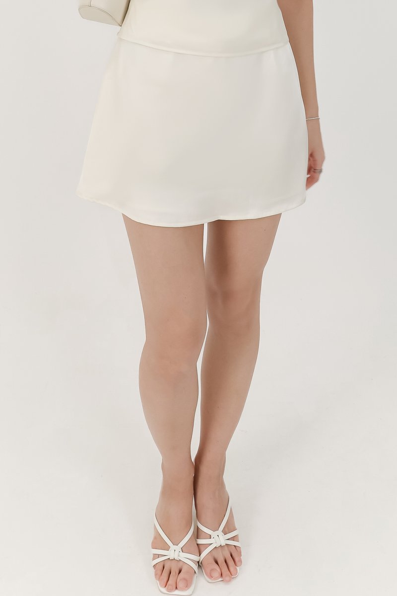 Sophie Satin Co-ord Skorts in Pearl White