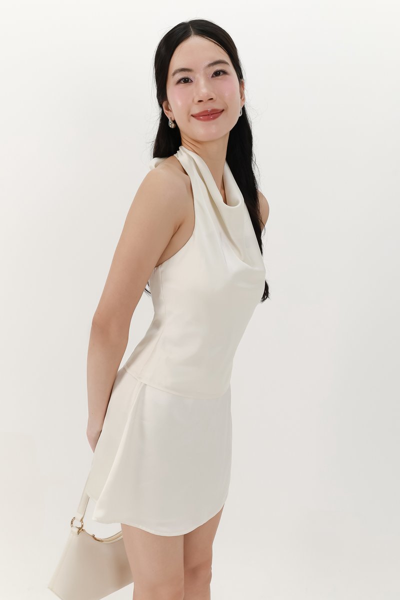 Sophie Satin Co-ord Set in Pearl White