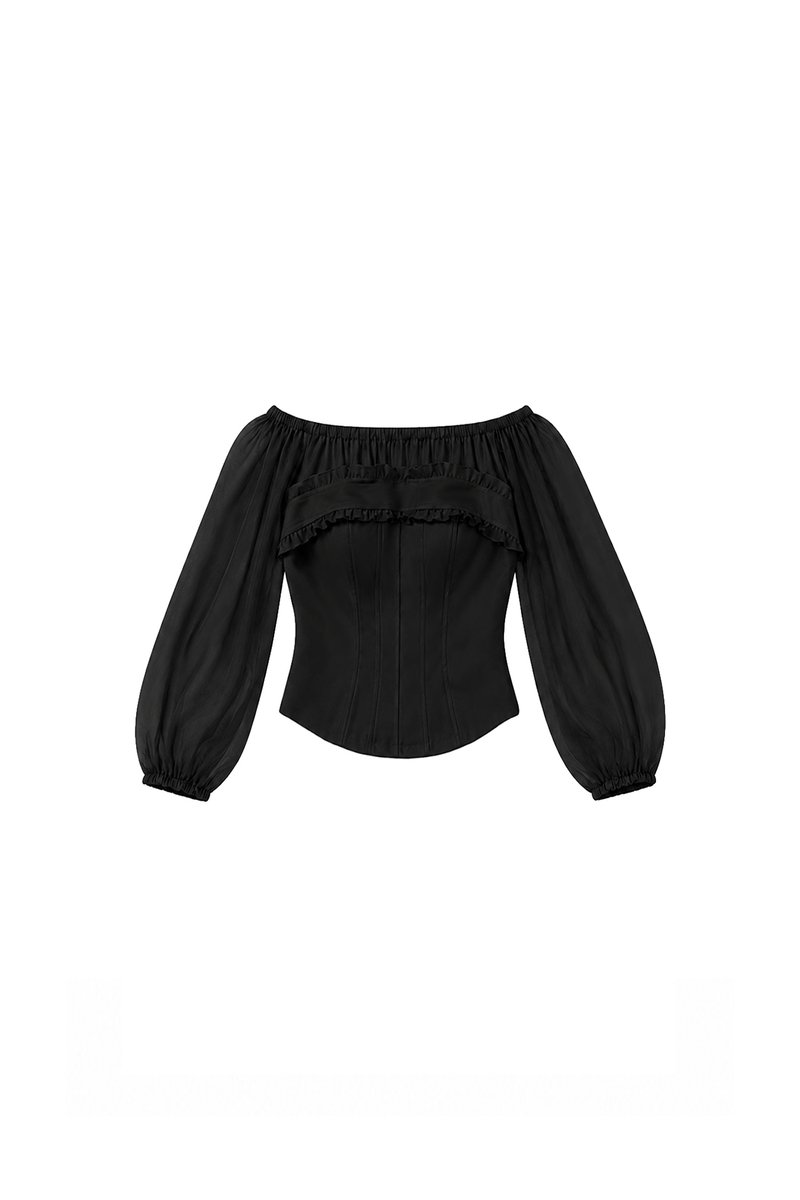 Oli Off-shoulder Corset Top in Black