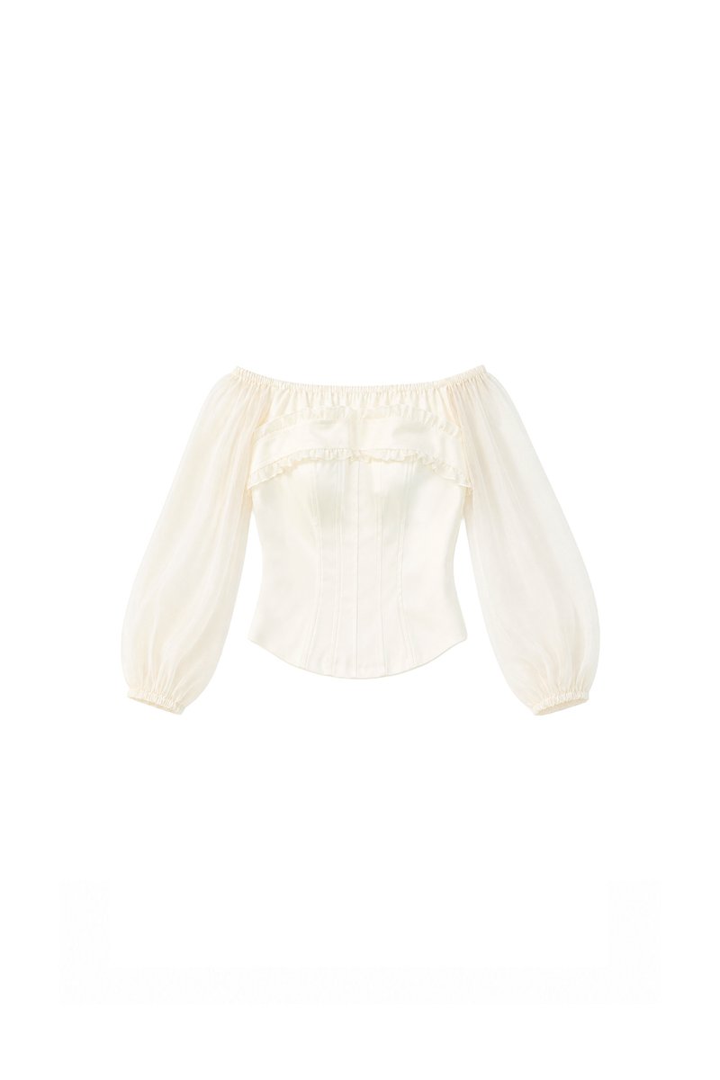 Oli Off-shoulder Corset Top in Pale Yellow