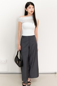 BACKORDER | Orina One Shoulder Mesh Top in White