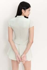 Claudia Co-ord Top in Light Pale Mint