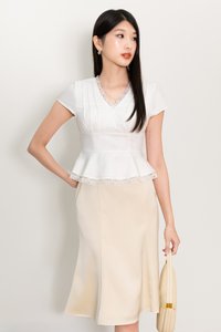 Parker Peplum Sleeved Top in White