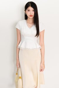Parker Peplum Sleeved Top in White