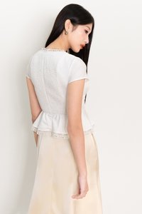 Parker Peplum Sleeved Top in White
