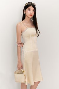 Cedra Co-ord Midi Skirt in Pastel Yellow