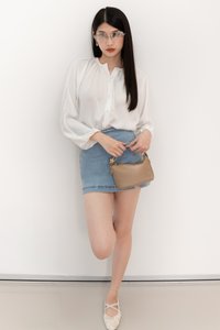 PREORDER | Phoebe Pearl Button Blouse in White