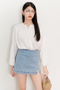 PREORDER | Phoebe Pearl Button Blouse in White