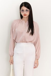 PREORDER | Phoebe Pearl Button Blouse in Pink